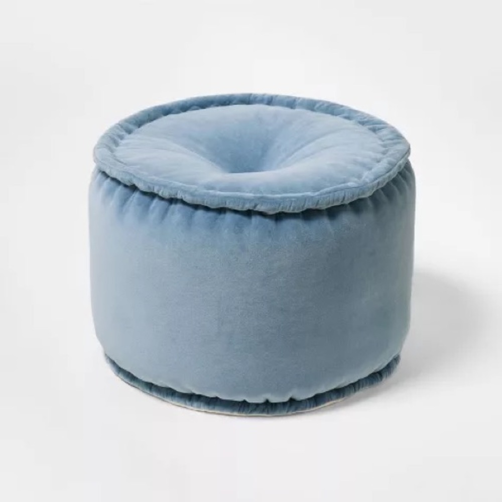 STUDIO MCGEE NWT Cotton Velvet Pouf -Blue